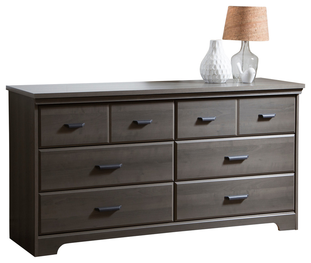 South Shore Versa 6Drawer Double Dresser, Gray Maple Transitional