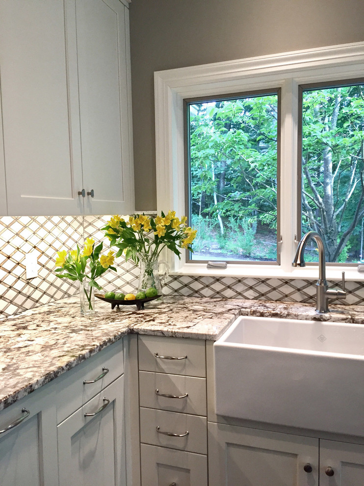 Example of a transitional kitchen design in Boston