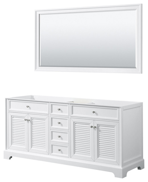 Tamara 72 White Double Vanity No Top Sink 70 Mirror Transitional Bathroom Vanities And Consoles By Wyndham Collection Houzz Tamara 72 White Double Vanity No Top, 70 Bathroom Vanity No Top