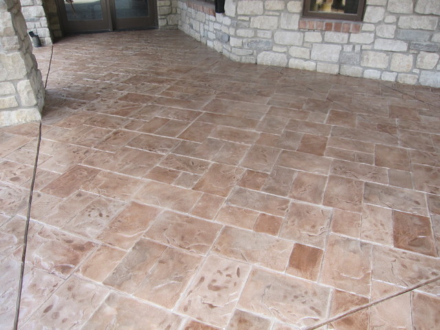 Concrete Patio With Stamped Concrete Overlay Modern Patio St