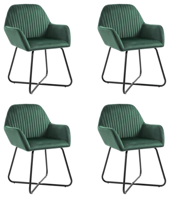 Vidaxl Dining Chairs, Set of 4, Green Velvet Contemporary Dining