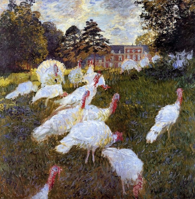 Claude Oscar Monet Turkeys, 16"x16" Premium Archival Print