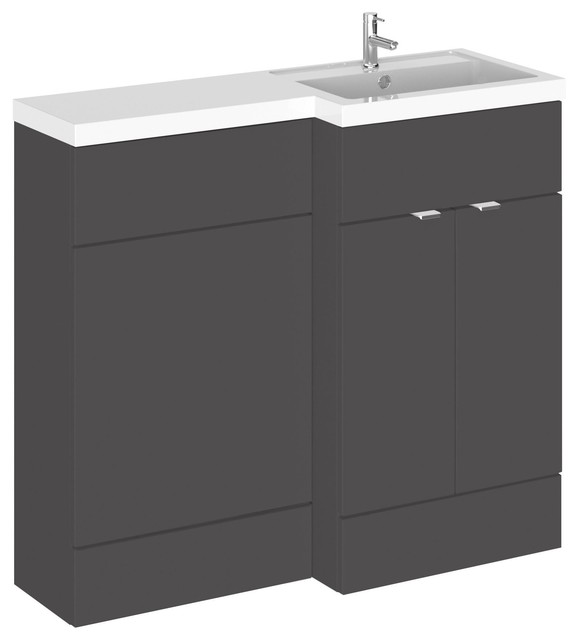 Combinations Bathroom Vanity Unit, Gloss Grey, 100 cm ...