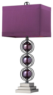 Alva Contemporary Table Lamp, Black Nickel and Purple