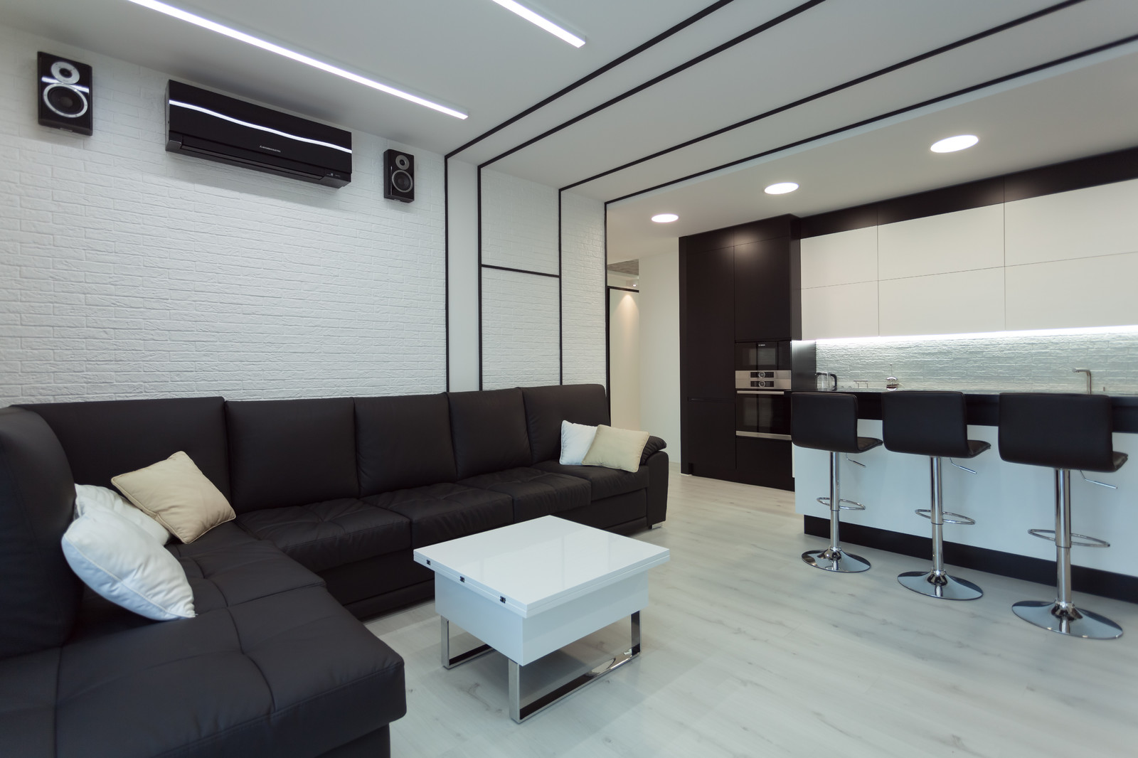 Современная квартира в черно-белых тонах