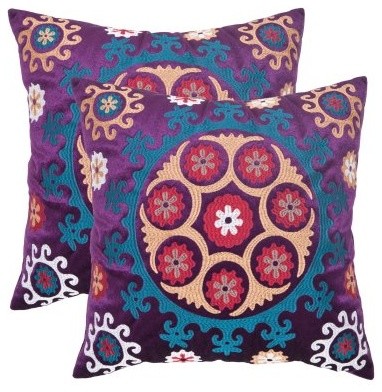 Safavieh Vanessa Decorative Pillows - Gold / Purple - Set of 2