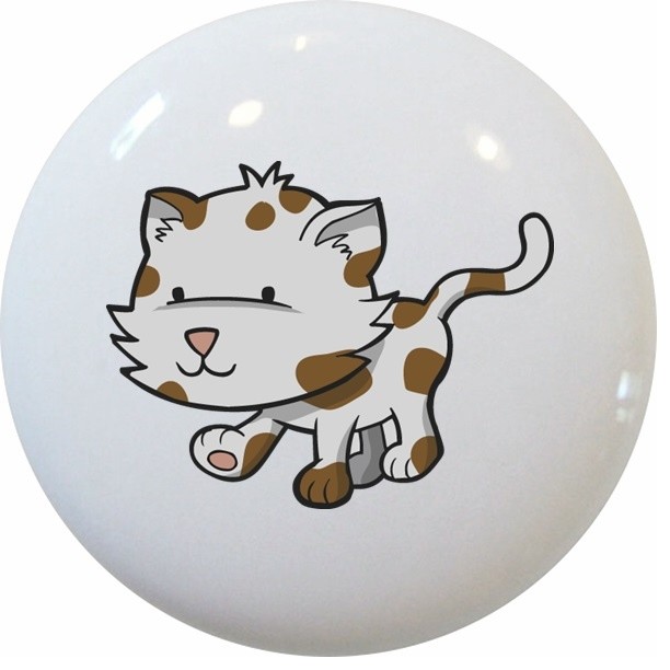 Cat Kitty Ceramic Knobs Pulls Kitchen Bathroom Closet Drawer Door Cabinet 036