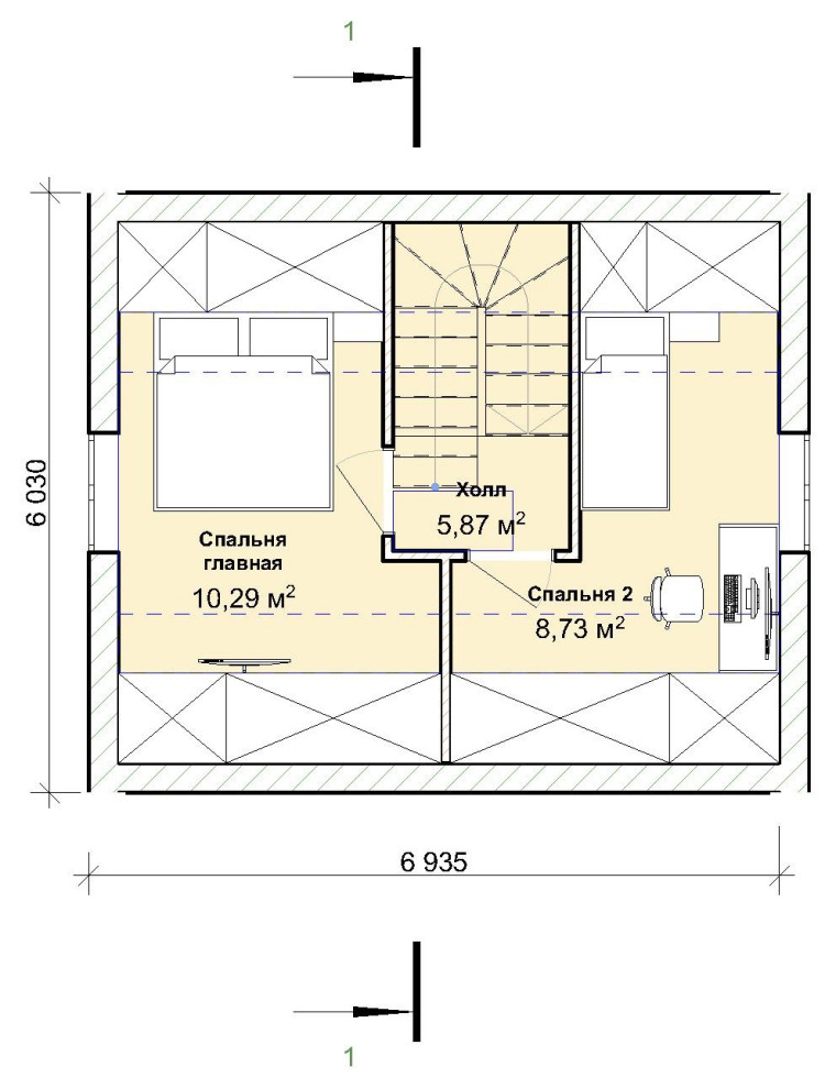 Двухэтажный дачный дом 6х7 с мансардой из газобетона под ключ