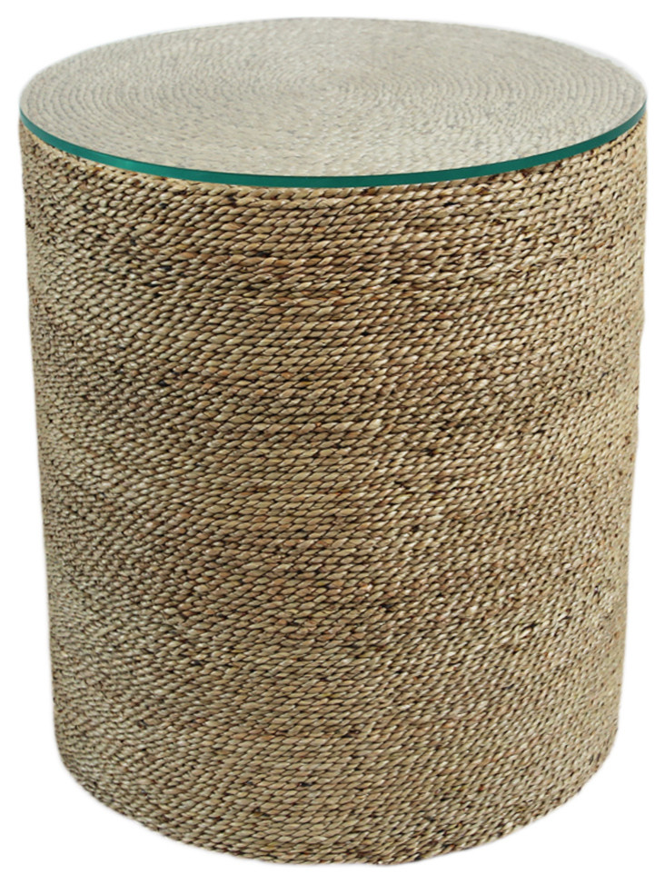 Round Seagrass Rope Side Table Beach Style Side Tables And End