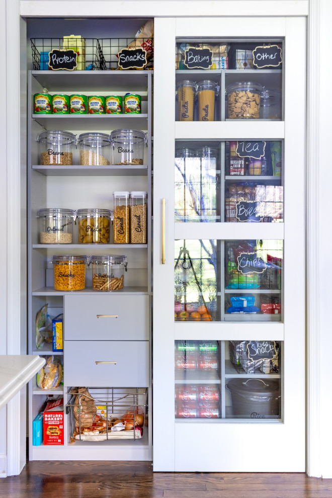 Design ideas for a small traditional single-wall kitchen pantry in Philadelphia.