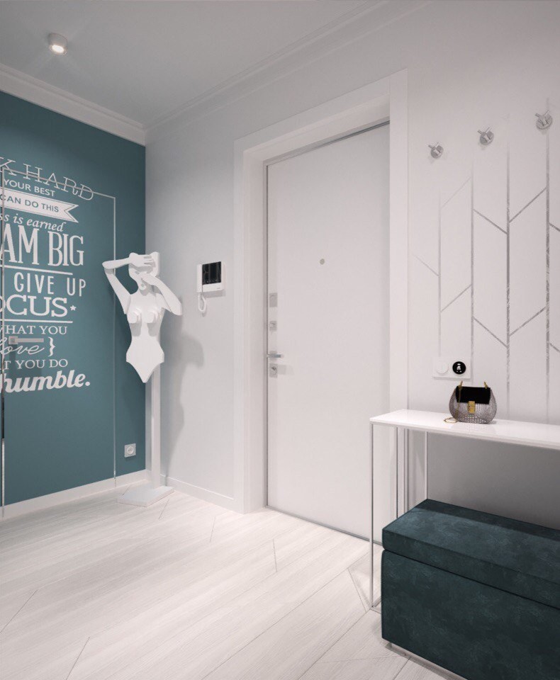 Дизайн-проект однокомнатной квартиры для молодой девушки . Казань .2018