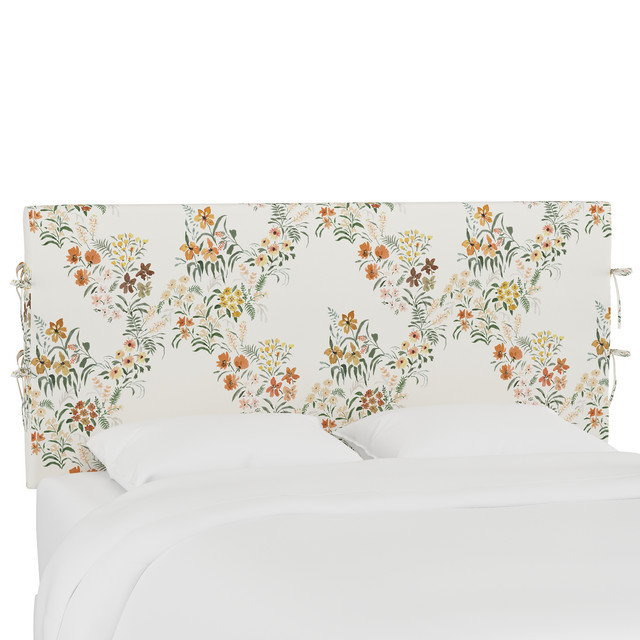 Bern Slipcover Headboard With Ties, Lucinda Floral Harvest, Queen