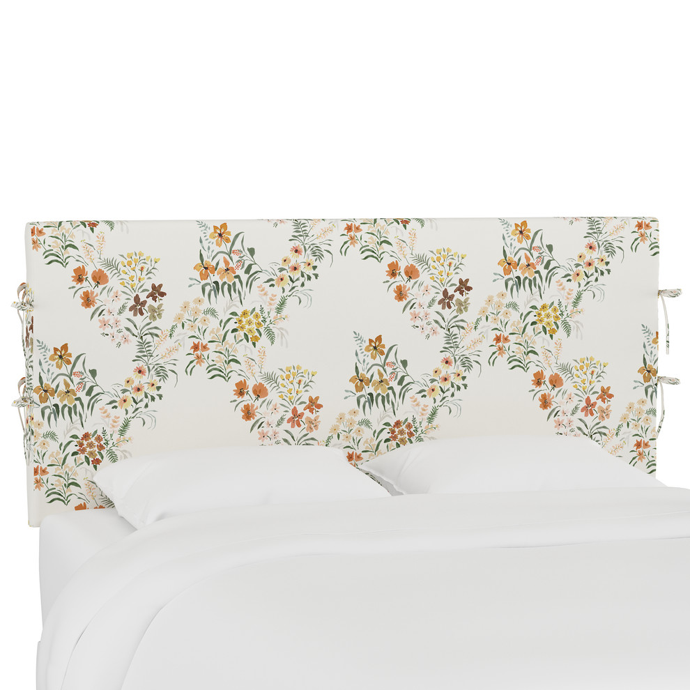Bern Slipcover Headboard With Ties, Lucinda Floral Harvest, Queen