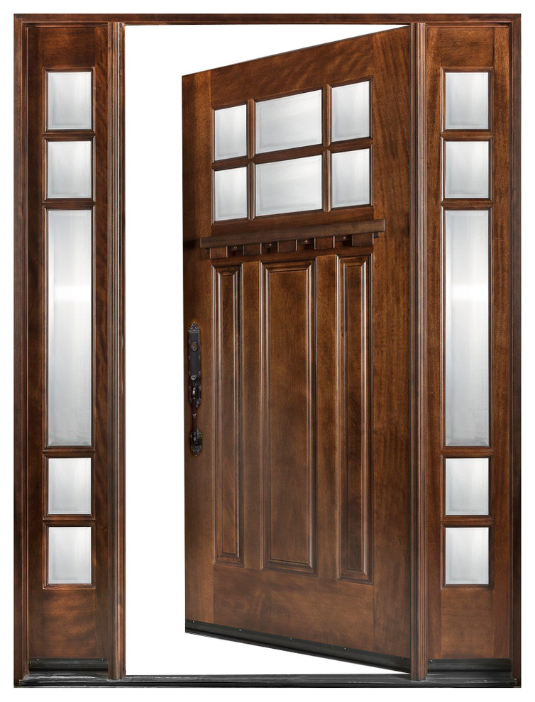 Exterior Front Wood Door M31 1D+2SL 12"36"x80", Right Exterior Front Wood Door M31 1D+2SL 12"36"x80", Right