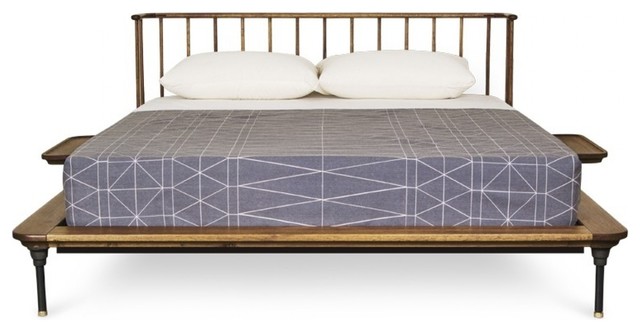 110 L King Bed Dowel Headboard Solid, Solid Wood Platform Bed Frame With Headboard