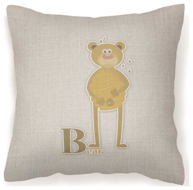 Alphabet B for Bear Decorative Pillow, 18"x18"