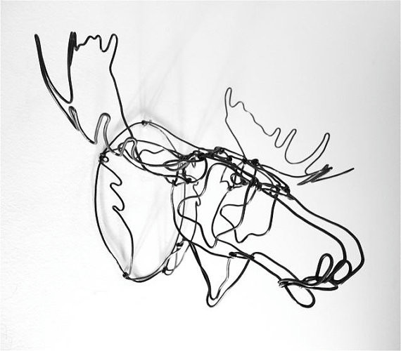 Moose Head Wire Sculpture by Wired by Bud