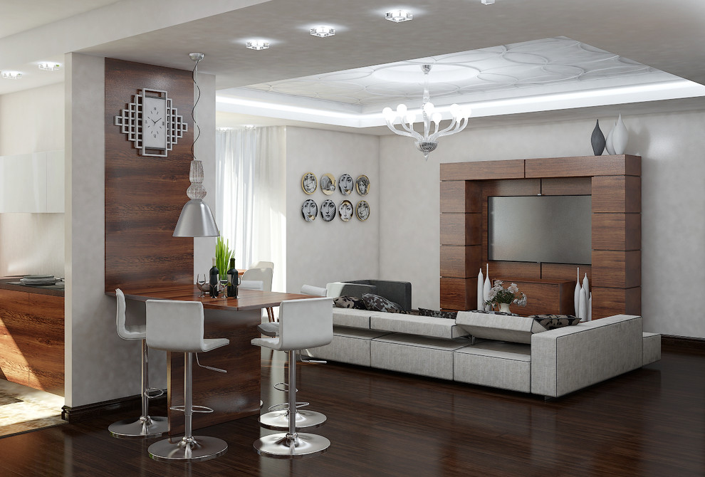 Гостиная в современном стиле на ул.Мосфильмовская