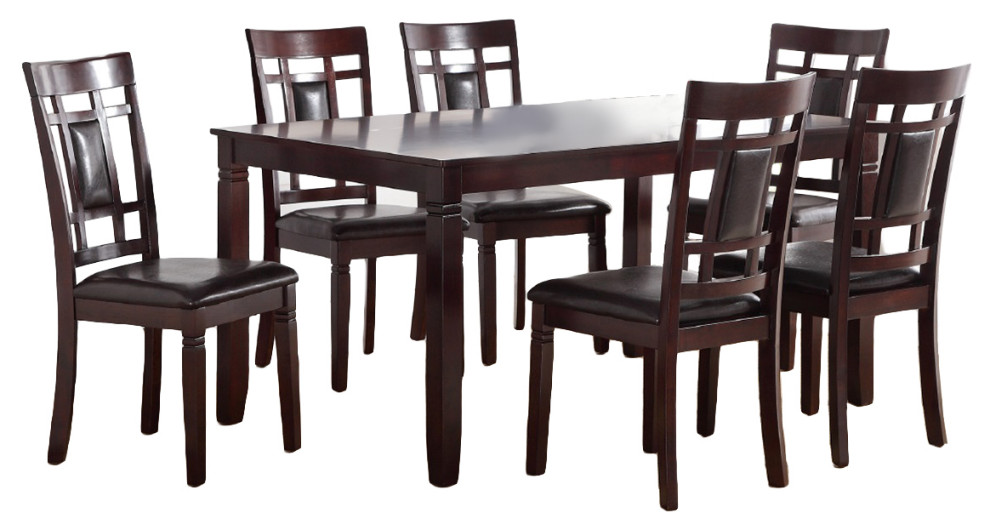 7Piece Espresso Dining Set Transitional Dining Sets by Simple