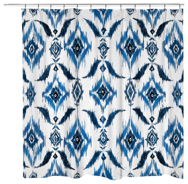 Ikat Shower Curtain, 71"x74" Mediterranean Shower Curtains by Laural Home Houzz