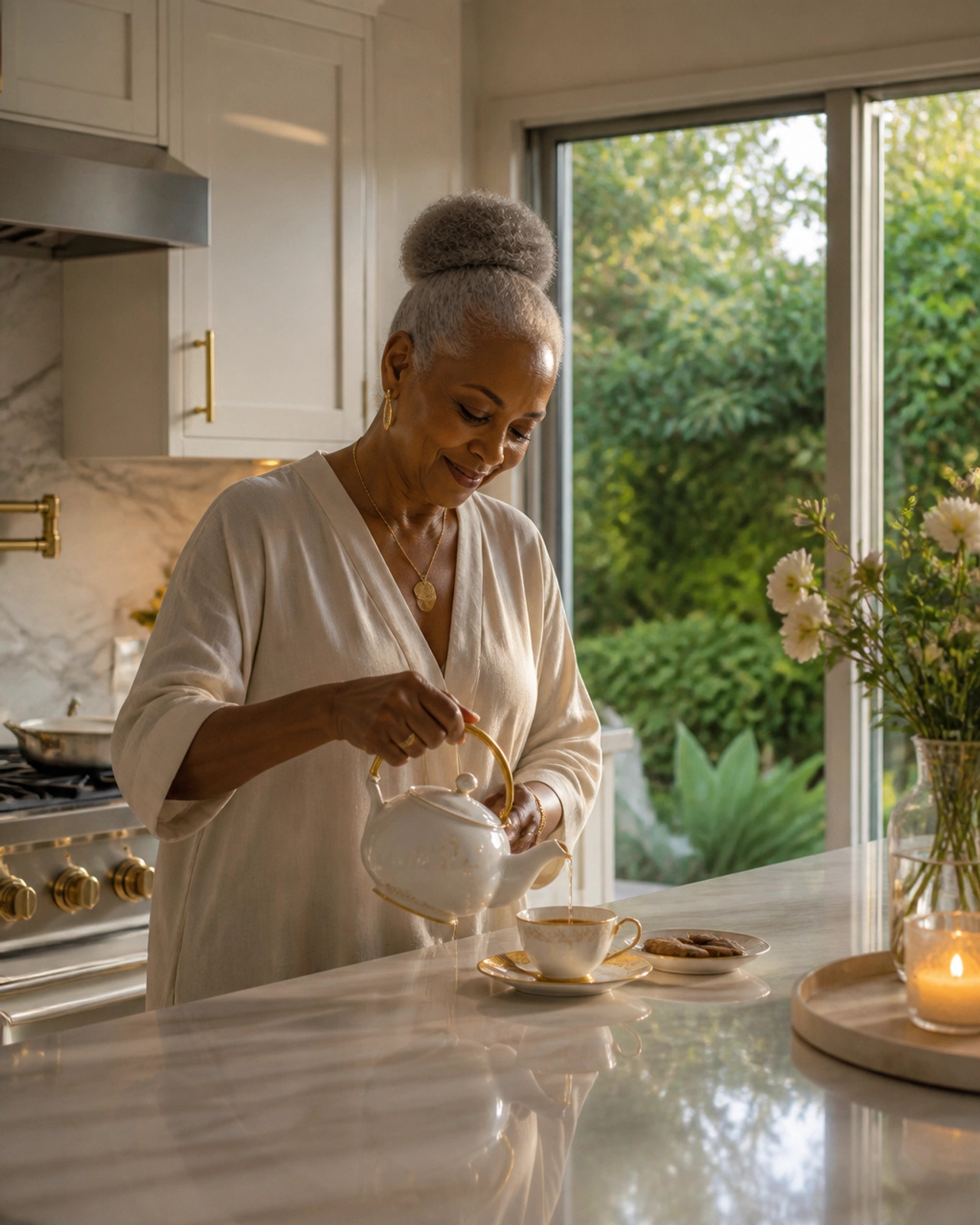 granny pouring tea