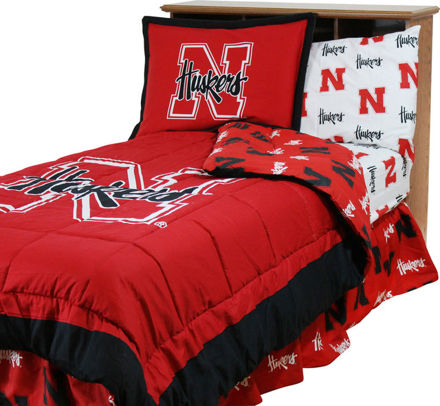 Nebraska Huskers Bed In A Bag Twin With White Team Sheets Nebraska Huskers Bed In A Bag Twin With White Team Sheets Contemporary Comforters And Comforter Sets By College Covers
