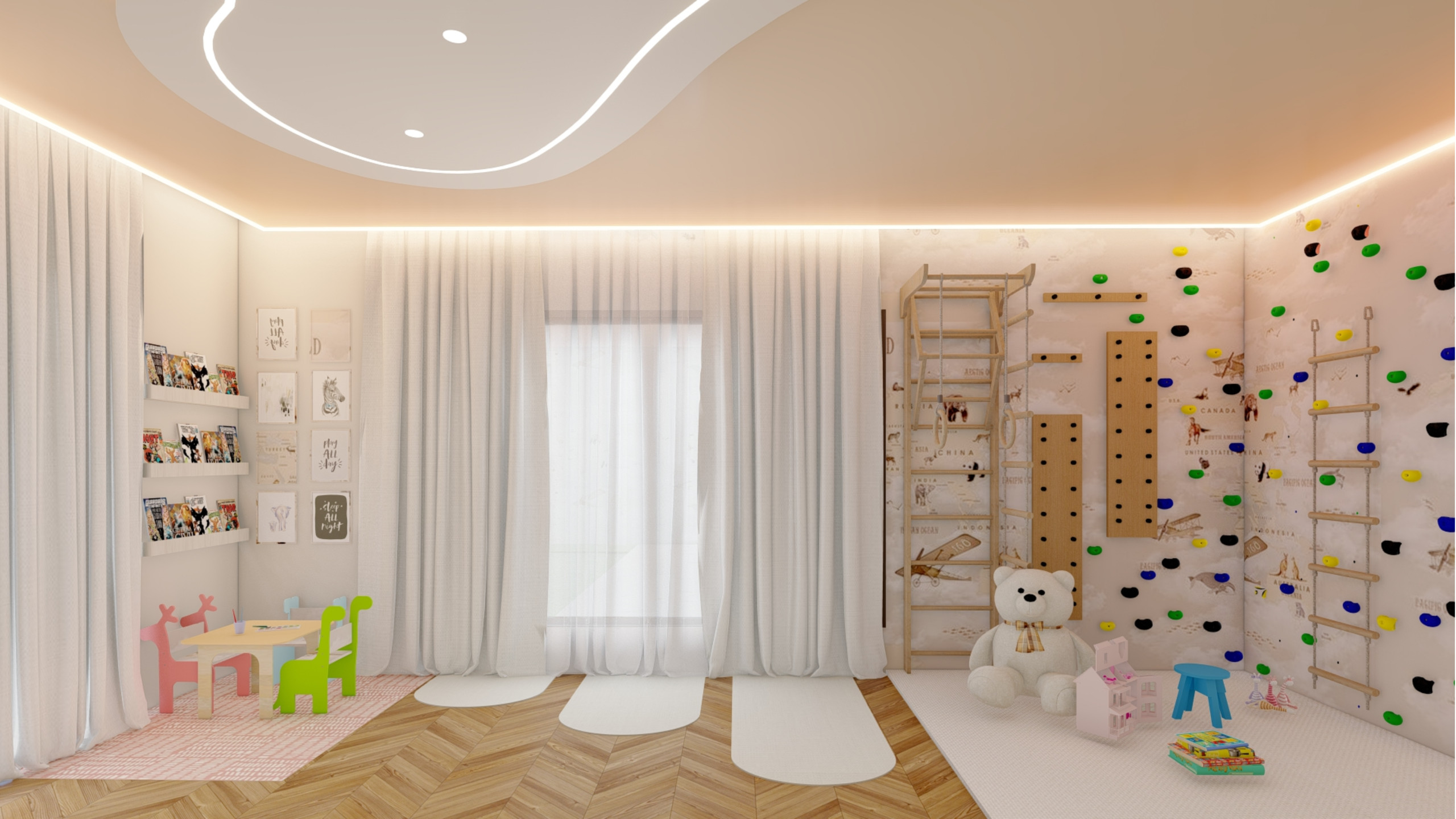 Timeless Contemporary Playroom with Elegant Wood Finishes in Amersham