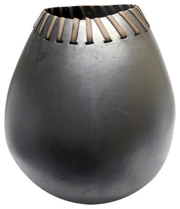 Toski 7 Hand Crafted Ceramic Vase With Rattan Rim Tropical