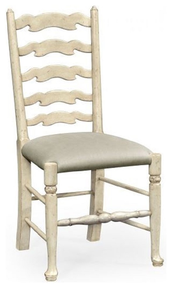 Grey painted ladder back chair (Side) French Country Dining Chairs