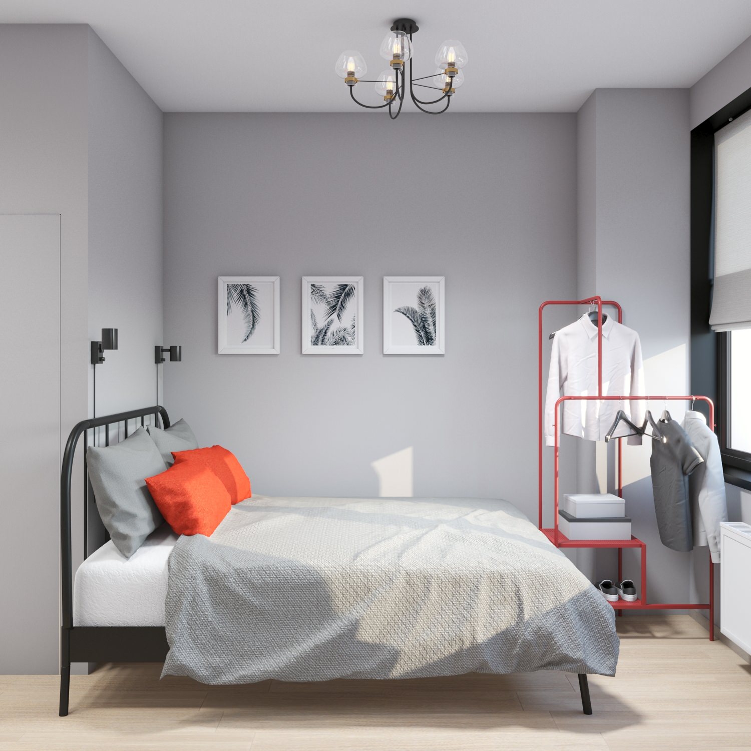 Студия с красными акцентами