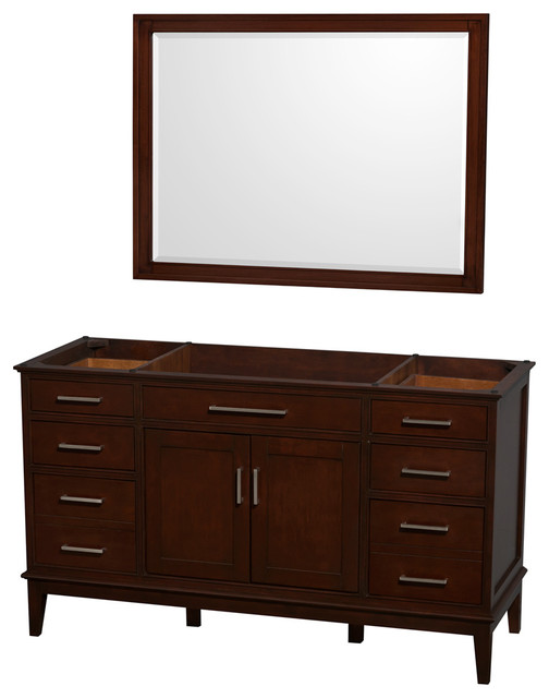 Wyndham Collection Hatton 60" Dark Chestnut Single Bathroom Vanity, No Countertop, No Sink