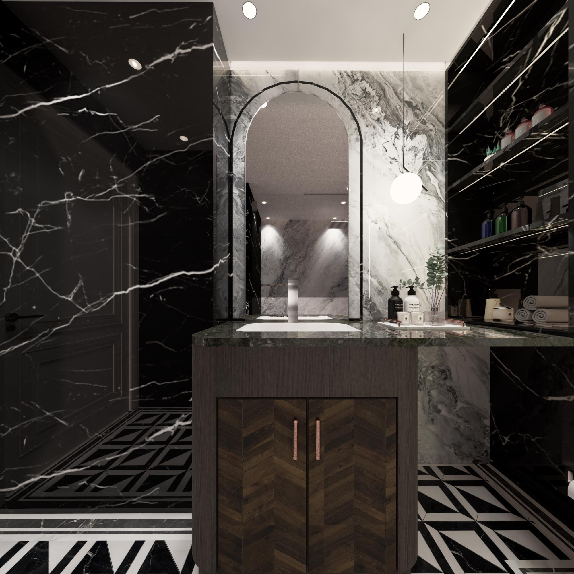 Sleek Monochrome Modern Bathroom in Mayfair