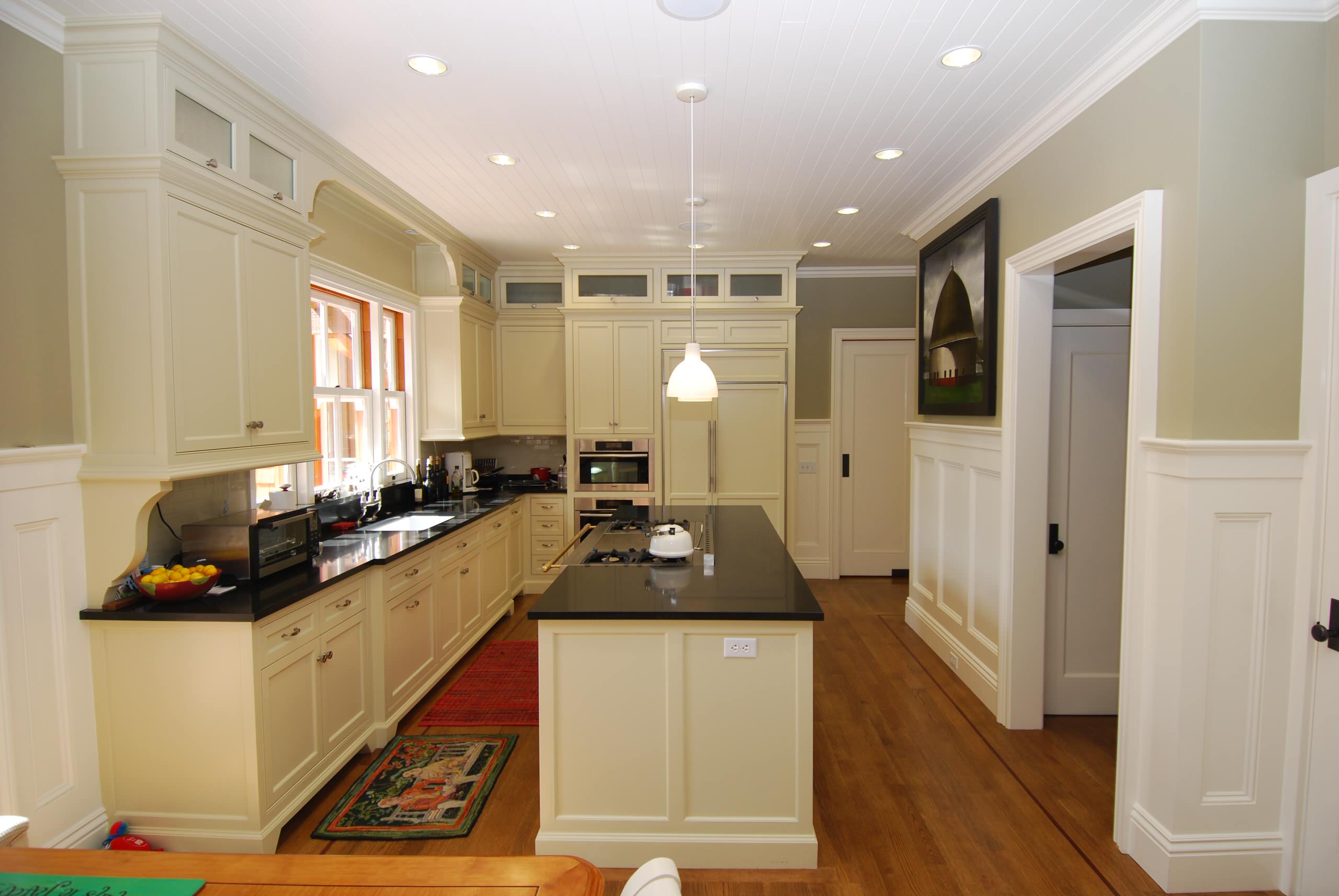 beadboard wainscoting kitchen wall two different color