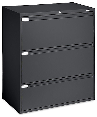 Lateral File Cabinet, 3-Drawer, Black