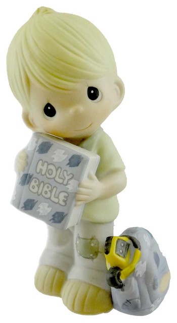 $ PRECIOUS MOMENTS Porcelain Figurine LET HIS WORDS GUIDE YOU Girl Bible Baptism