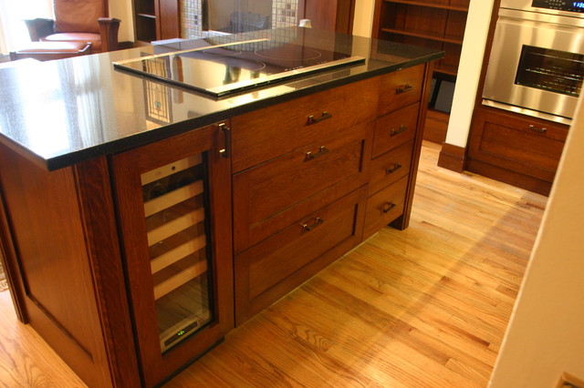 Wine Cooler Induction Cooktop And Custom Island Traditional