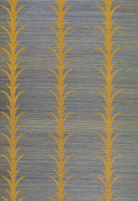 Schumacher Acanthus Stripe Textured Grasscloth Wallpaper ...