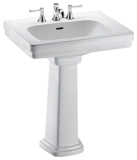 Promenade 24" Pedestal Bathroom Sink With 3 Faucet Holes Drilled/Overflow