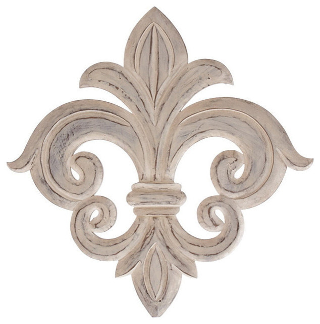 Fleur De Lis Sculpture Whitewash Mediterranean Wall Accents Fleur De Lis Sculpture Whitewash