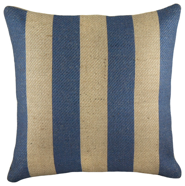 Nautical Stripes Burlap Pillow, Blue - Farmhouse ... Nautical Stripes Burlap Pillow, Blue Farmhouse