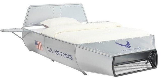 ACME Aeronautic Full Kids Space Shuttle Bed in Silver