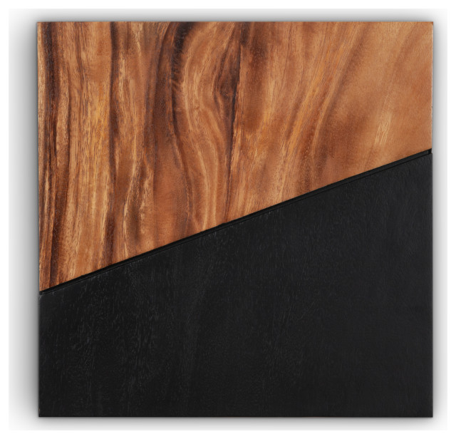 Geometry Wood Wall Tiles, Natural/Black, Right Contemporary Wall