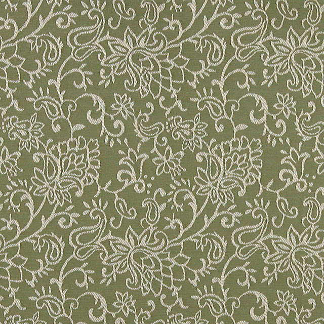 Light Green, Contemporary Floral Designed Woven Upholstery Fabric By