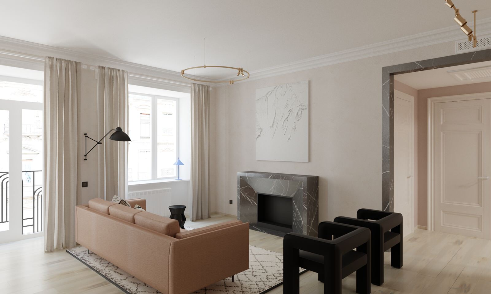 Минималистичная квартира с этническими акцентами в Нижнем Новгороде.