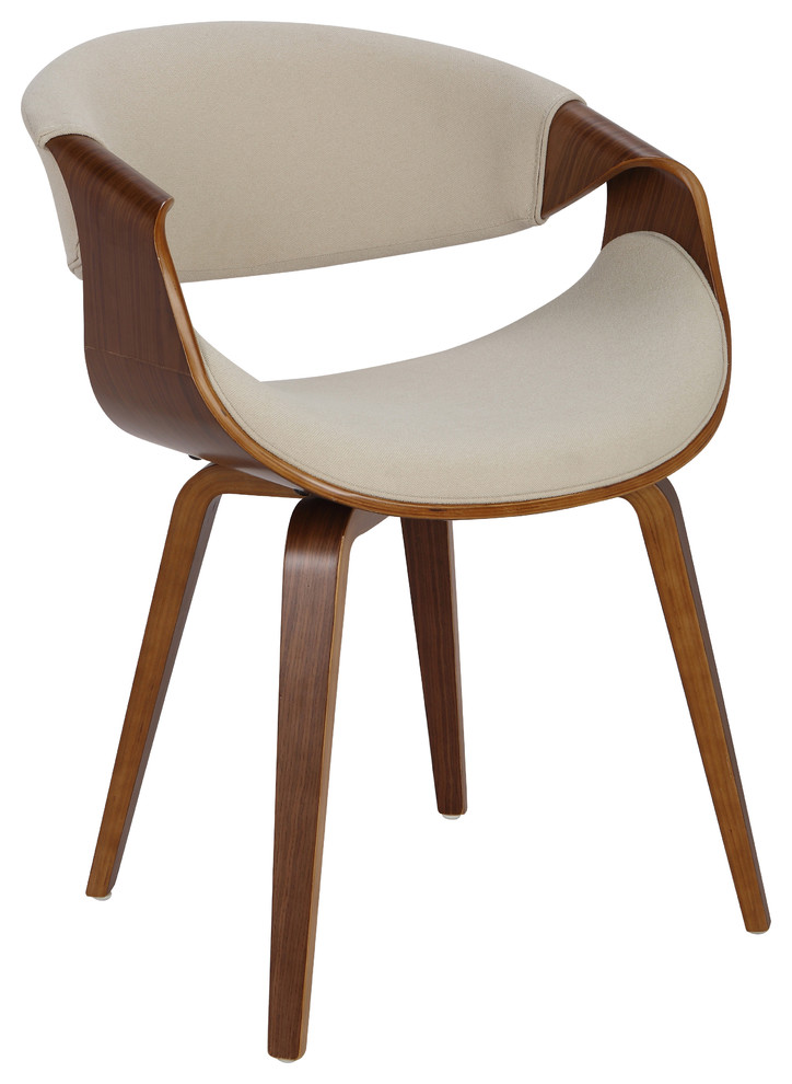 Lumisource Curvo Dining Chair, Walnut and Cream