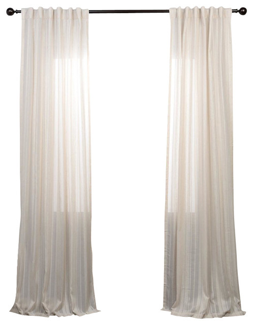 Cayman Stone Striped Linen Sheer Curtain Single Panel Contemporary Cayman Stone Striped Linen Sheer Curtain Single Panel Ivory