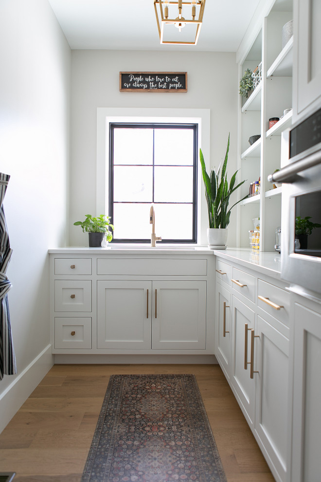 Example of a transitional home design design in Chicago