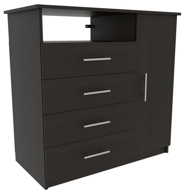 Rioja 4 Drawer Dresser Black Wengue Contemporary Dressers by