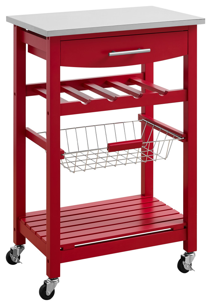 Linon Clarke Red Kitchen Cart KI094RED01U Contemporary Kitchen