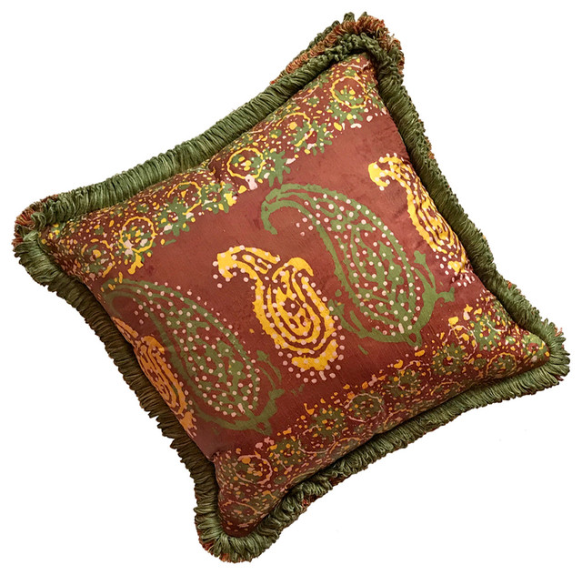 Casbah Pillow Mocha Brown With Fringe Trim 18 X18